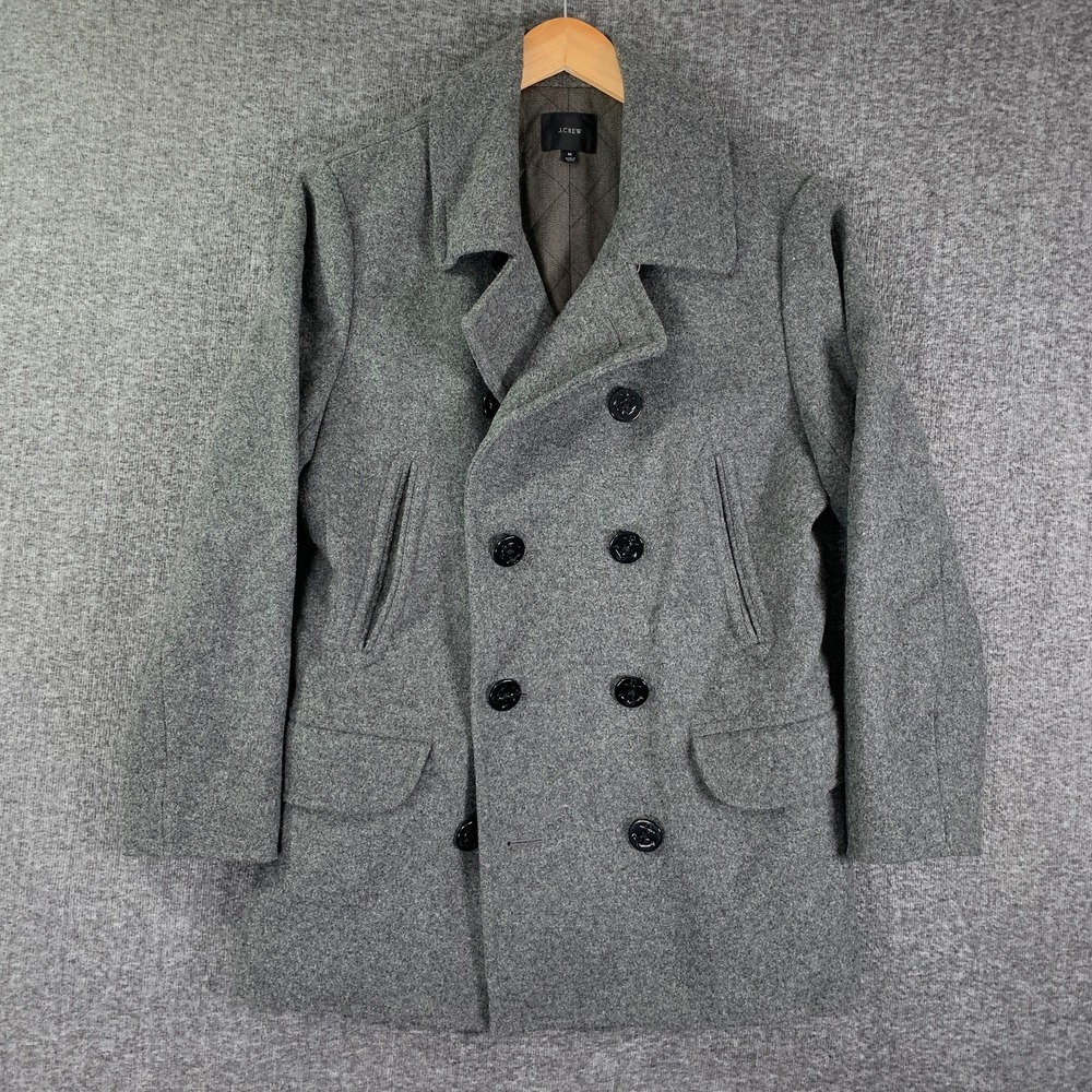 J Crew Peacoat Men Medium Gray Wool Primaloft Insulated Dock Jacket Modern